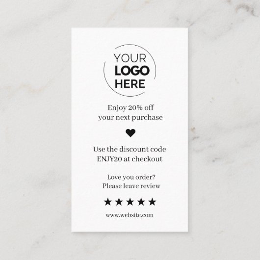 Modern Bedankt voor het winkelen Klein Visitekaartje (Achterkant)