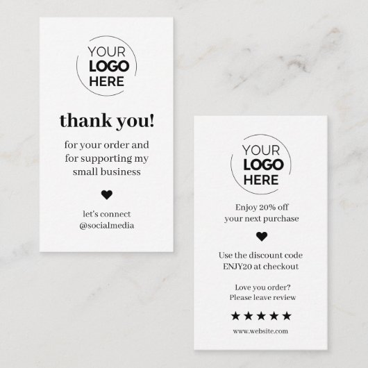 Modern Bedankt voor het winkelen Klein Visitekaartje (Voorkant / Achterkant)