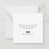 Modern bedankt voor het winkelen kleine branding notitiekaartje (Achterkant)