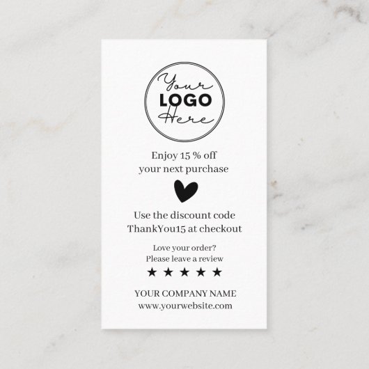 Modern bedankt voor het winkelen kleine branding visitekaartje (Achterkant)