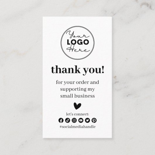 Modern bedankt voor het winkelen kleine branding visitekaartje (Voorkant)