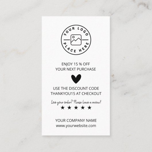 Modern bedankt voor het winkelen kleine branding visitekaartje (Achterkant)