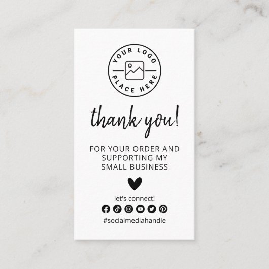 Modern bedankt voor het winkelen kleine branding visitekaartje (Voorkant)