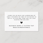 Modern bedankt voor het winkelen kleine branding visitekaartje (Achterkant)