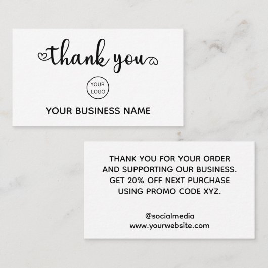 Modern Bedankt voor het winkelen promotiecode Kortingskaartje (Voorkant / Achterkant)