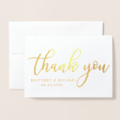 Modern Bedankt voor je bruiloft Couple Foto Gold B Folie Kaarten (Voorkant met envelop)