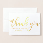 Modern Bedankt voor je bruiloft Couple Foto Gold Folie Kaarten (Voorkant met envelop)