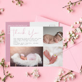 Modern - Bedankt voor je foto Roze Baby shower Briefkaart