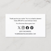 Modern Bedankt voor uw bestelling Logo Aangepaste  Visitekaartje (Achterkant)