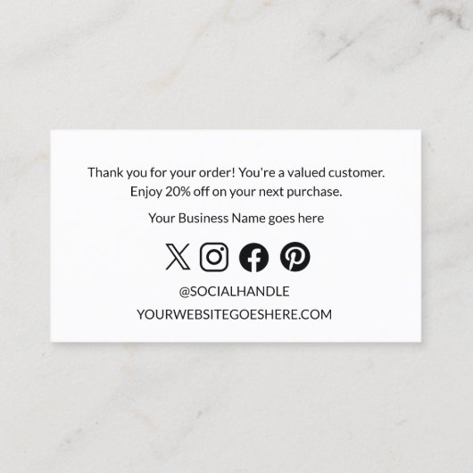 Modern Bedankt voor uw bestelling Logo Aangepaste Visitekaartje (Achterkant)