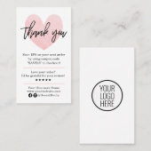 Modern Bedankt voor uw bestelling roze en zwart Visitekaartje (Voorkant / Achterkant)