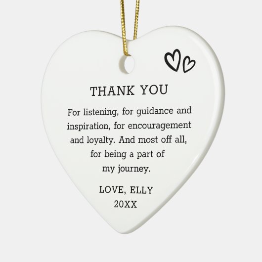 Modern Bedankt Vriend Zwart en Wit Hart Keramisch Ornament (Links)