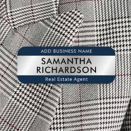 Modern Bedrijf Eenvoudig Marine Blauw & Zilver Med Naamplaatje