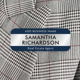 Modern Bedrijf Eenvoudig Marine Blauw & Zilver Med Naamplaatje