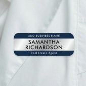 Modern Bedrijf Eenvoudig Marine Blauw & Zilver Med Naamplaatje