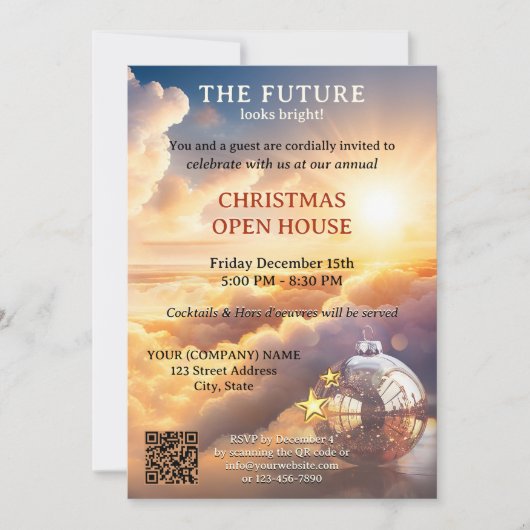 Modern Bedrijf Kerst Open Huis Kaart (Voorkant)
