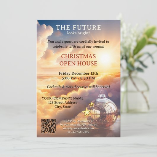 Modern Bedrijf Kerst Open Huis Kaart (Staand voorkant)