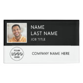 Modern bedrijf Logo Black werknemer Foto Naambadge (Voorkant)