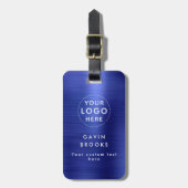 Modern bedrijf Logo marineblauw geborsteld metaal Bagagelabel (Voorkant verticaal)
