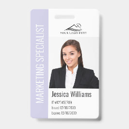 Modern Bedrijf Medewerker Foto Logo Naam Lavendel Badge