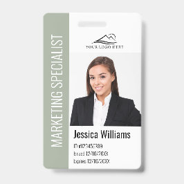 Modern Bedrijf Medewerker Foto Logo Naam Sage ID Badge