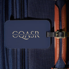 Modern Bedrijf Monogram Professioneel Donkerblauw Bagagelabel