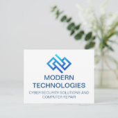 Modern bedrijf voor cyberbeveiliging computertechn briefkaart (Staand voorkant)