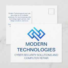 Modern bedrijf voor cyberbeveiliging computertechn briefkaart