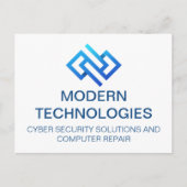 Modern bedrijf voor cyberbeveiliging computertechn briefkaart (Voorkant)