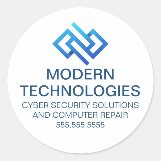 Modern bedrijf voor cyberbeveiliging computertechn ronde sticker (Voorkant)