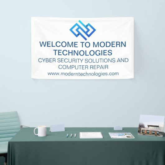 Modern bedrijf voor cyberbeveiliging computertechn spandoek (Beurs)