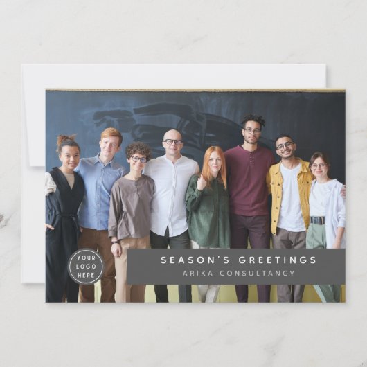 Modern Bedrijfs Kerst Logo Teamfoto Feestdagenkaart (Voorkant)