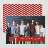 Modern Bedrijfs Kerst Logo Teamfoto Rood Feestdagenkaart (Voorkant / Achterkant)