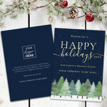 Modern Bedrijfs Kerstmis Zakelijk Logo Blauw Goud