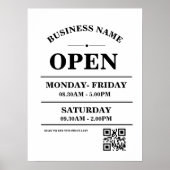 Modern bedrijfs openingsuren logo en QR-code Poster (Voorkant)
