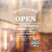 Modern bedrijfs openingsuren logo en QR-code Raamsticker (Vel 2)