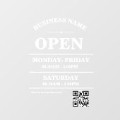 Modern bedrijfs openingsuren logo en QR-code Raamsticker (Vel)