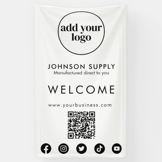 Modern Bedrijfsbedrijf Corporate Logo en QR-code Spandoek (Verticaal)