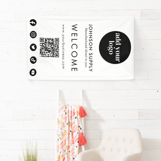 Modern Bedrijfsbedrijf Corporate Logo en QR-code Spandoek (Insitu)