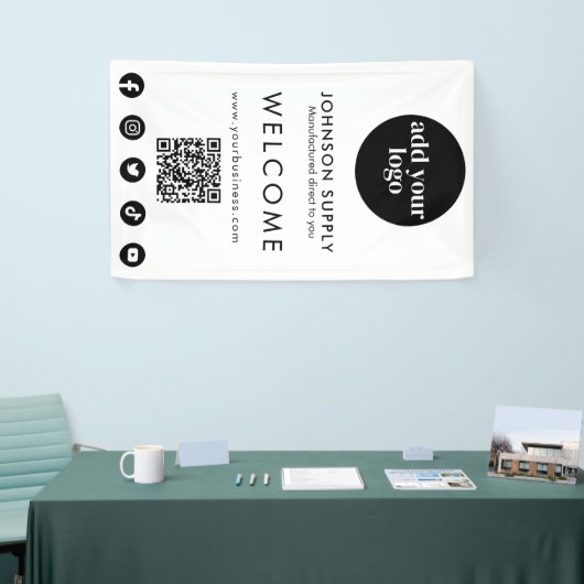 Modern Bedrijfsbedrijf Corporate Logo en QR-code Spandoek (Beurs)