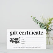 Modern bedrijfsgeschenkcertificaat met aangepaste  (Staand voorkant)