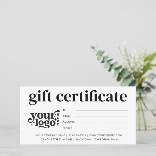 Modern bedrijfsgeschenkcertificaat met aangepaste  (Staand voorkant)