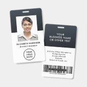 Modern bedrijfslogo barcode foto ID Badge (Voor- en achterkant)