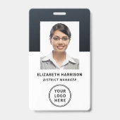 Modern bedrijfslogo barcode foto ID Badge (Voorzijde)