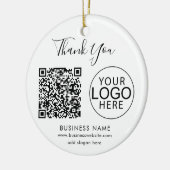 Modern bedrijfslogo en QR-code script Bedankt Keramisch Ornament (Links)