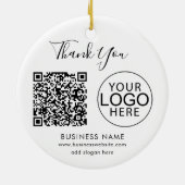Modern bedrijfslogo en QR-code script Bedankt Keramisch Ornament (Achterkant)