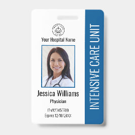Modern bedrijfslogo foto blauwe personeels-ID Badge