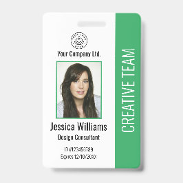 Modern bedrijfslogo foto groene personeelskaart badge