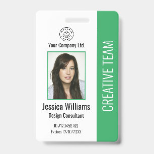 Modern bedrijfslogo foto groene personeelskaart badge