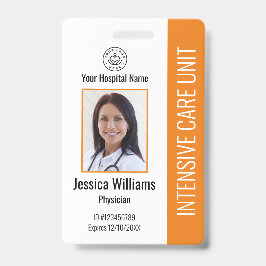 Modern bedrijfslogo foto oranje personeels-ID Badge